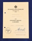 Award document for the Iron Cross 2nd Class signed in Bergen, Norway by Vizeadmiral  Otto Schenk thumbnail